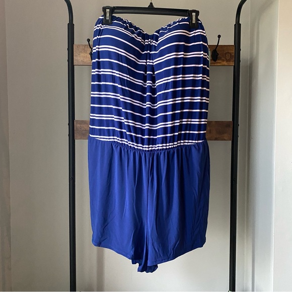 Bal Harbour Hip-Minimizer Bandeau Blouson Swim Romper with Pockets plus size 22W - Picture 2 of 8